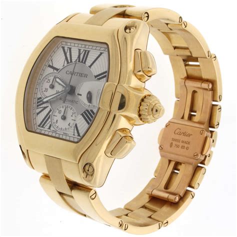 cartier 18k gold watch men.